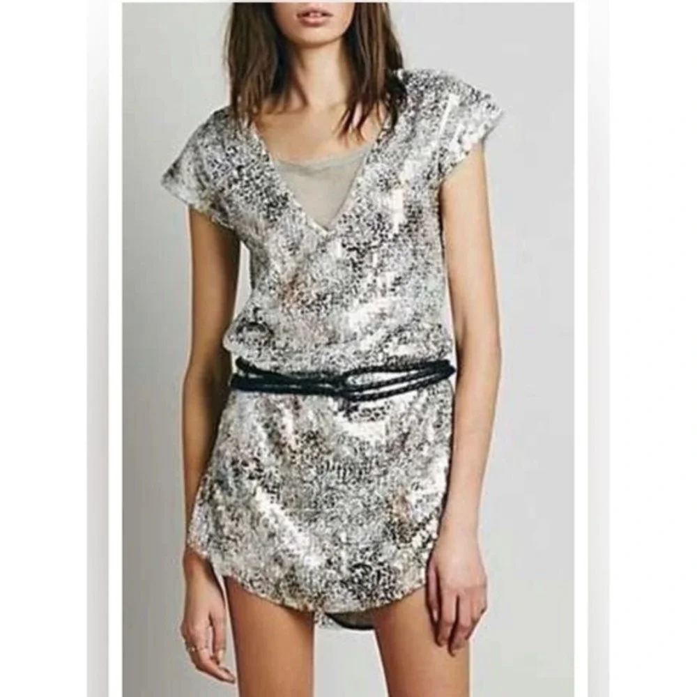 Free People Midnight Dreamer Shattered Glass Minidress‎ Going Out Y2K Glamorous